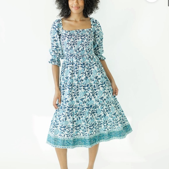 Victoria Dunn Carolina block print dress - Picture 1 of 8